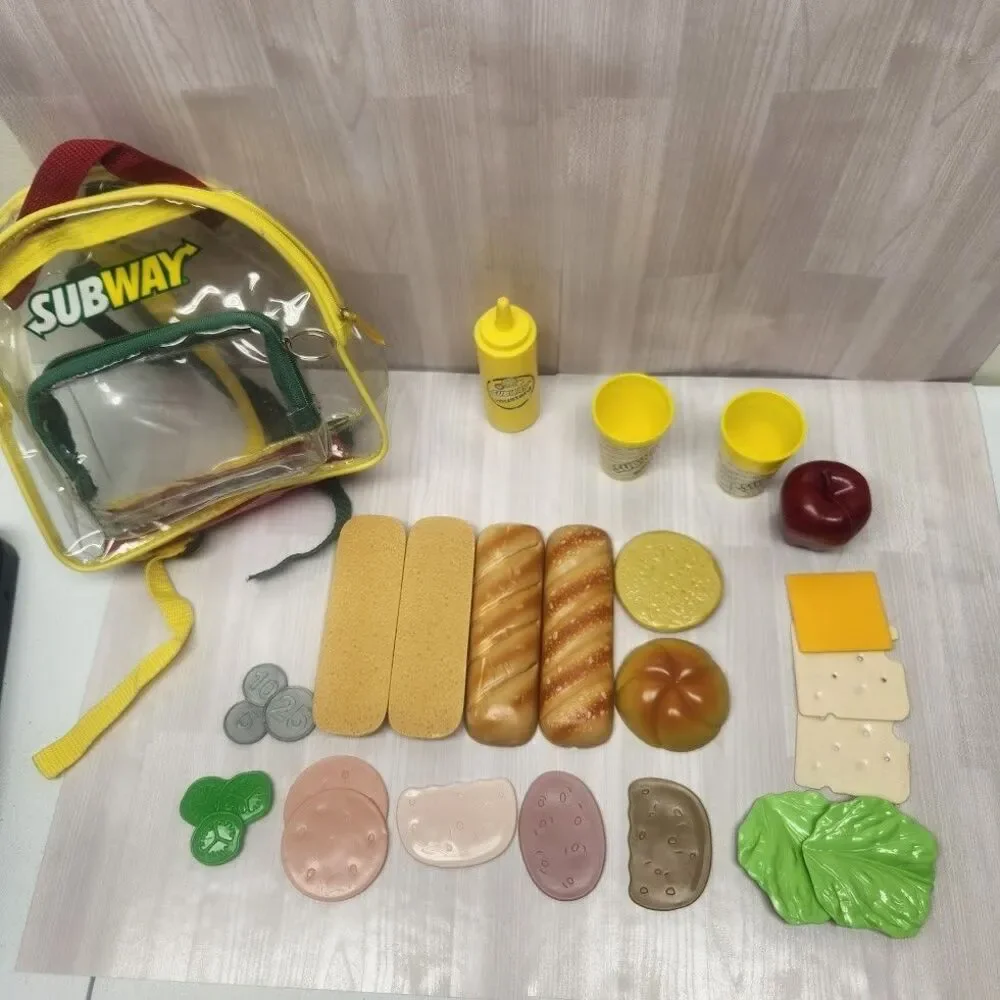 Subway Toy Food Childs Zip Backpack 24 Pieces Plastic Pretend Play Sandwich Bag